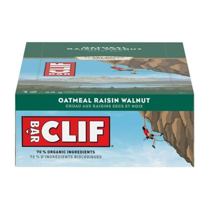 Clif Bar Enegy Bars, Oatmeal Raisin Walnut, Plant Based Food, Made with 70% Organic Ingredients, 12 Bars x 68g/2.4 oz (Shipped from Canada)