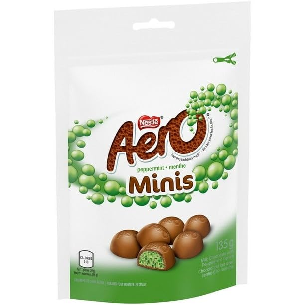 AERO Peppermint Milk Chocolate Minis 135 g Pouch, 135g/4.8 oz (Includes Ice Pack) Shipped from Canada