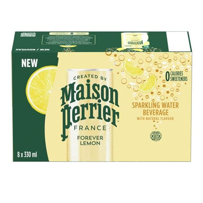 Maison Perrier France Lemon, Sparkling Water Beverage, Natural Lemon Flavour, No Calories, No Sweeteners, No Sodium, Sourced & Bottled In France, 8 x 330ml/11.16 fl. oz (Shipped from Canada)