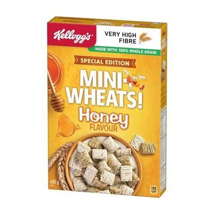 Kellogg's Cereal Honey Flavour, Mini Wheats, Made with 100% Whole Grain, Special Edition, 405g/14.2 oz (Shipped from Canada)