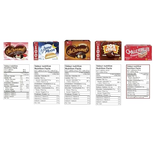 Vachon Snack Cakes, Variety Pack Jos Louis, Ah Caramel Orginal & Strawberry, Lune Moon, Mille-Feuilles, 5 Count, (Shipped from Canada)