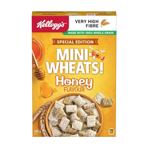 Kellogg's Cereal Honey Flavour, Mini Wheats, Made with 100% Whole Grain, Special Edition, 405g/14.2 oz (Shipped from Canada)