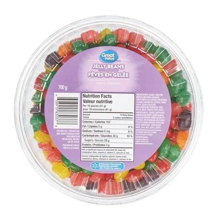 Great Value Jelly Beans Candy Tub, 700g/1.5 lbs (Shipped from Canada)