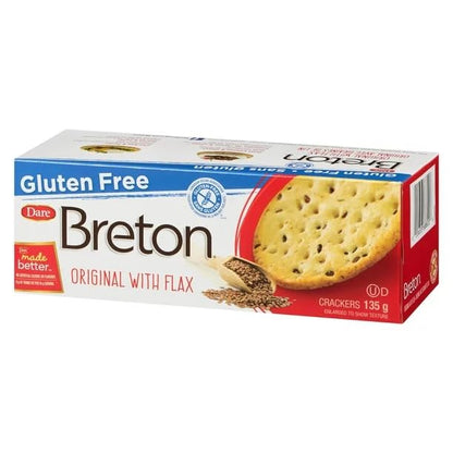 Breton Gluten Free Original with Flax Crackers, Dare, 135g/4.8oz (Shipped from Canada)