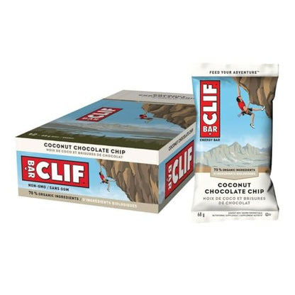 Clif bar Coconut Chocolate Chip Energy Bars, Non-GMO, 12 x 68g/2.4 oz (Shipped from Canada)