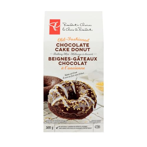 President's Choice Old-Fashioned Chocolate Cake Donut Baking Mix, 500g/17.6 oz (Shipped from Canada)