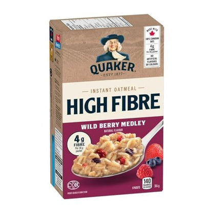 Quaker High Fibre Wild Berry Medley Instant Oatmeal, 304g/10.7 oz (Shipped from Canada)