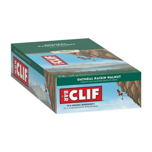 Clif Bar Enegy Bars, Oatmeal Raisin Walnut, Plant Based Food, Made with 70% Organic Ingredients, 12 Bars x 68g/2.4 oz (Shipped from Canada)