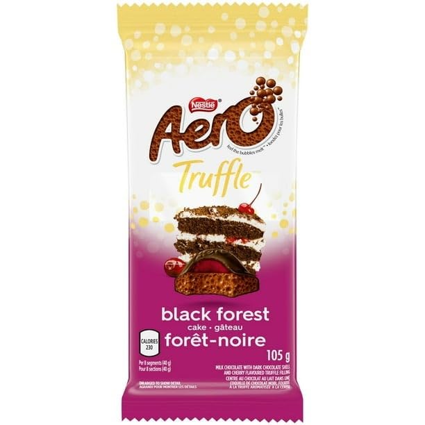 Aero Truffle Black Forest Cake, Dark Chocolate Bar, 105g/3.7 oz (Includes Ice Pack) Shipped from Canada