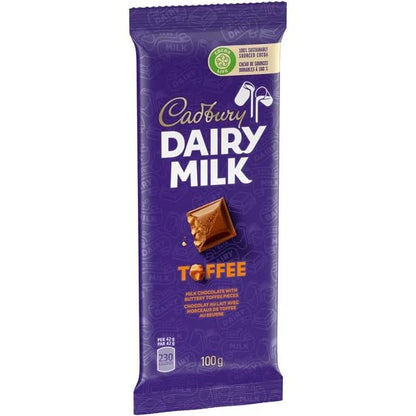 Cadbury Dairy Milk, Toffee, Milk Chocolate With Buttery Toffee Pieces, Chocolate Bar, 100g/3.52oz (Includes Ice Pack) (Shipped from Canada)