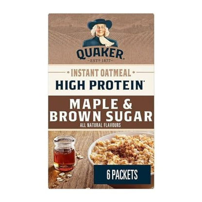 Quaker High Protein Maple & Brown Sugar Flavour, Instant Oatmeal, 228g/8 oz (Shipped from Canada)