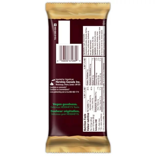 Hershey OAT MADE Almond Sea Salt Chocolate 90g/3.17oz (Includes Ice Pack) (Shipped from Canada)