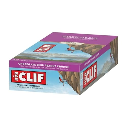 Clif Bar Chocolate Chip Peanut Crunch Energy Bars, Non-GMO, Plant Based Food, 12 x 68g/2.4 oz (Shipped from Canada)