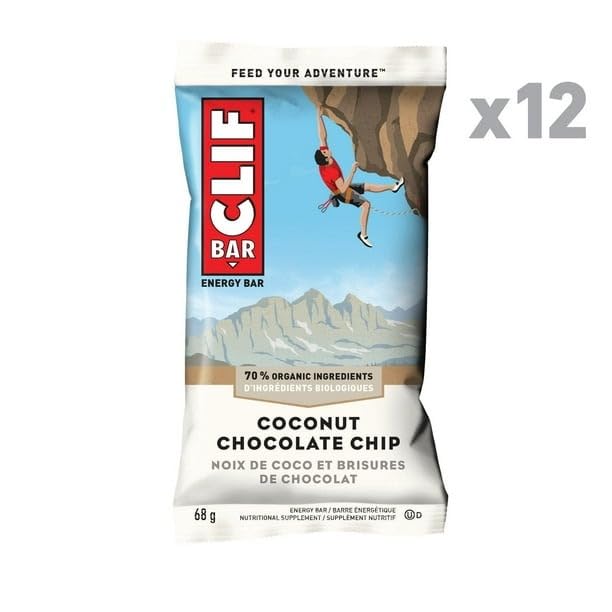 Clif bar Coconut Chocolate Chip Energy Bars, Non-GMO, 12 x 68g/2.4 oz (Shipped from Canada)