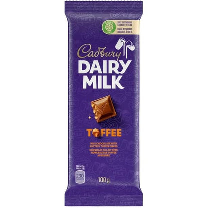 Cadbury Dairy Milk, Toffee, Milk Chocolate With Buttery Toffee Pieces, Chocolate Bar, 100g/3.52oz (Includes Ice Pack) (Shipped from Canada)