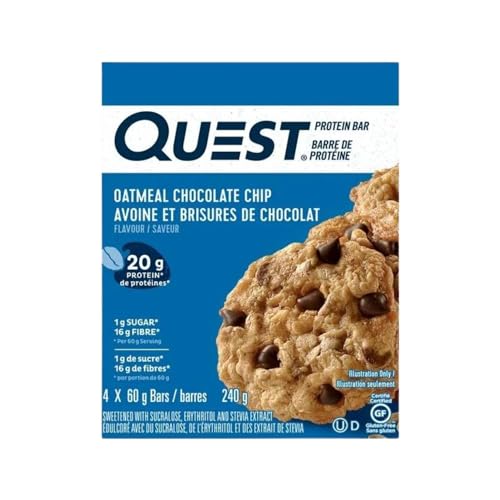 Quest Oatmeal Chocolate Chip 4x60G Bars/2.11oz (Shipped from Canada)