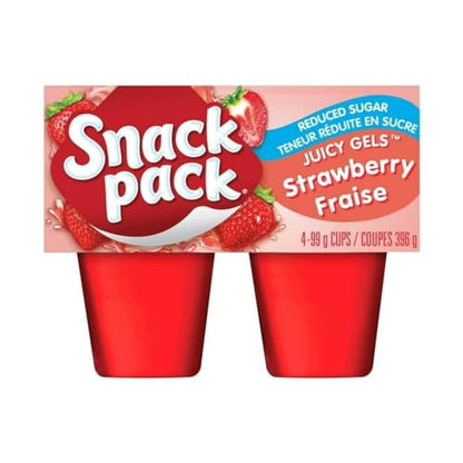 Snack Pack Juicy Gels Reduced Sugar Strawberry Fruit Juice Cups, 4 Cups, 396g/14 oz (Shipped from Canada)