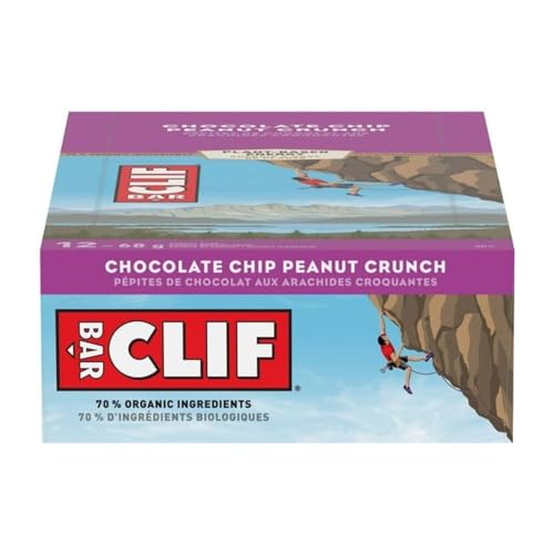 Clif Bar Chocolate Chip Peanut Crunch Energy Bars, Non-GMO, Plant Based Food, 12 x 68g/2.4 oz (Shipped from Canada)