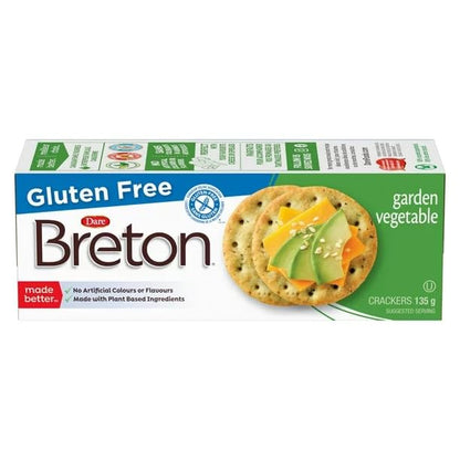 Breton Gluten Free Garden Vegetable Crackers, Dare, 135g/4.8oz (Shipped from Canada)