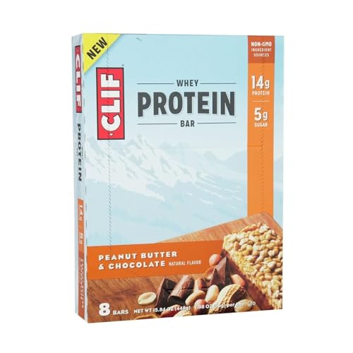 Clif Whey Protein Bars, Chocolate Peanut Butter, GMO Free, 8 x 56g/2 oz (Shipped from Canada)