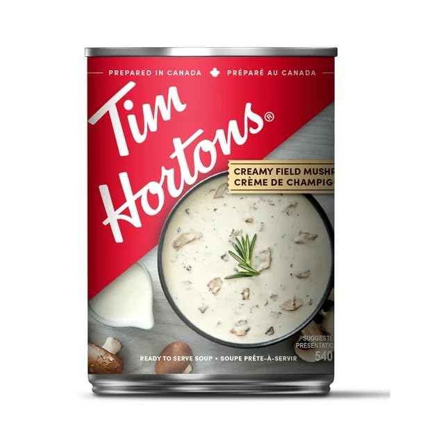 Tim Hortons Soup, Cream of Mushroom Soup, Ready-to-Serve, 540mL/18.2 fl. oz (Shipped from Canada)