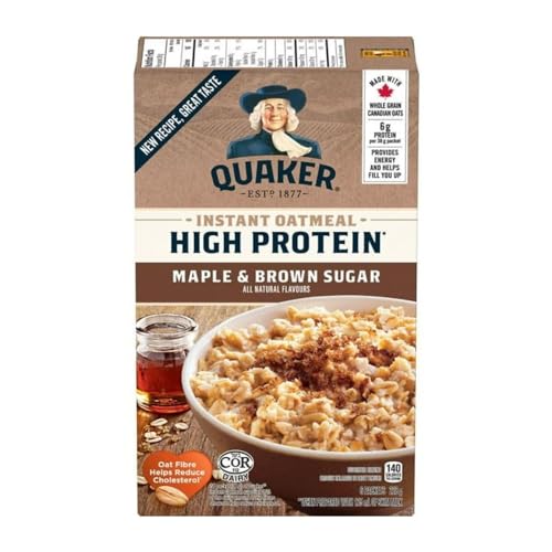 Quaker High Protein Maple & Brown Sugar Flavour, Instant Oatmeal, 228g/8 oz (Shipped from Canada)