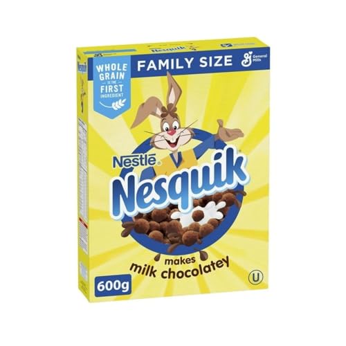 Nesquik Chocolate Kids Breakfast Cereal, Family Size, Whole Grains, 600g/21.2 oz (Shipped from Canada)