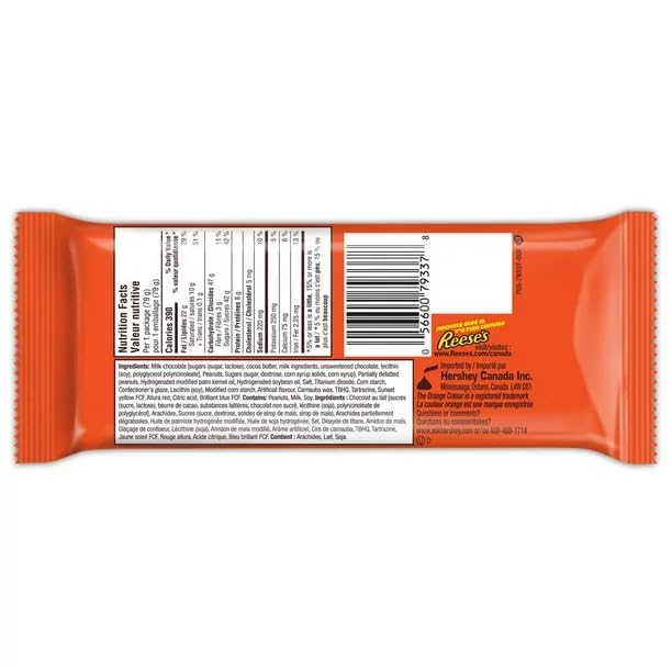 Reese Big Cup stuffed with PIECES King Sized Candy Bar, 79g/2.78oz (Includes Ice Pack) (Shipped from Canada)