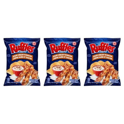 Ruffles Sour Cream & Bacon Potato Chips pack of 3