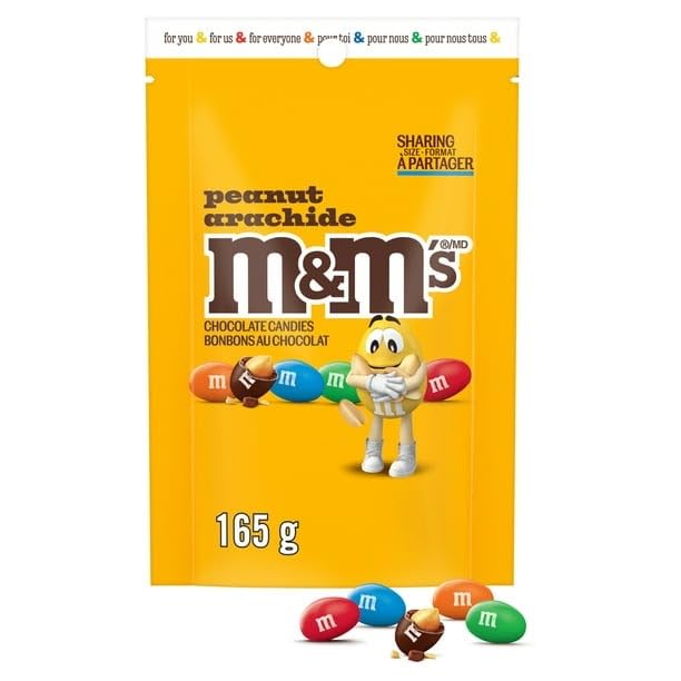 M&M'S Peanut Milk Chocolate Candies, Sharing Bag, 165g/5.8 oz (Includes Ice Pack) Shipped from Canada