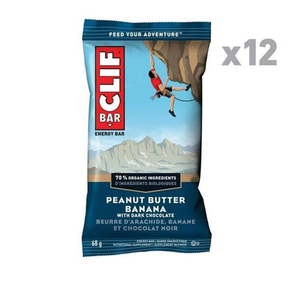 Clif bar Peanut Butter Banana with Dark Chocolate Energy Bars, Non-GMO, 12 x 68g/2.4 oz (Shipped from Canada)