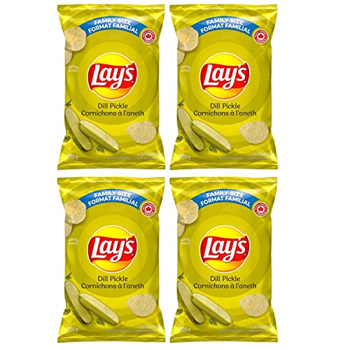 Lays Dill Pickle Potato Chips Family Bag pack of 4