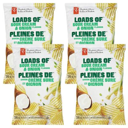 Presidents Choice Loads of Sour Cream and Onion Rippled Potato Chips 200g/7oz (Shipped from Canada)