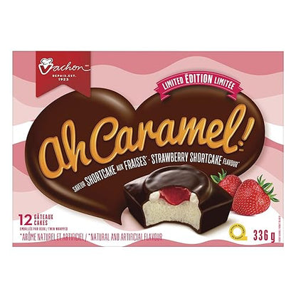 Vachon Ah Caramel! Strawberry Snack Cake, 12 Cakes, 336g/11.8oz (Shipped from Canada)