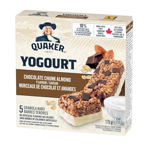 QUAKER Yogourt Dark Chocolate Cherry Granola Bars - Made with 100% Canadian Whole Grain Oats, 175g/6.2 oz (Shipped from Canada)