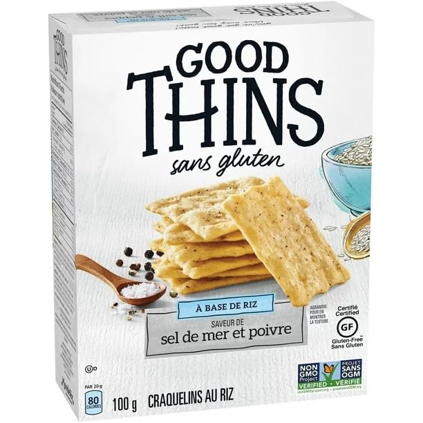 Christie Good Thins Rice Sea Salt & Pepper Crackers, 100g/3.5 oz (Shipped from Canada)