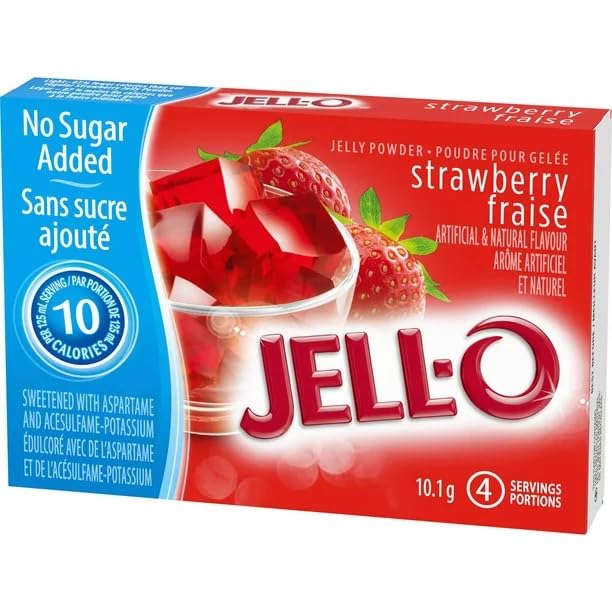 Jell-O Strawberry Jelly Powder Light, Gelatin Mix, 10.1g/0.35oz (Shipped from Canada)