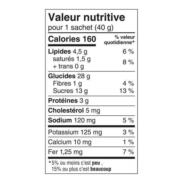 Dare Bear Paws Brownie Biscuit Nutrition Facts French