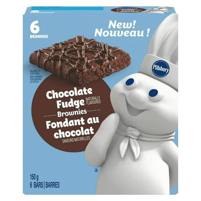 Pillsbury Chocolate Fudge Brownies Bars, 6 Bars, 150g/5.3oz (Shipped from Canada)