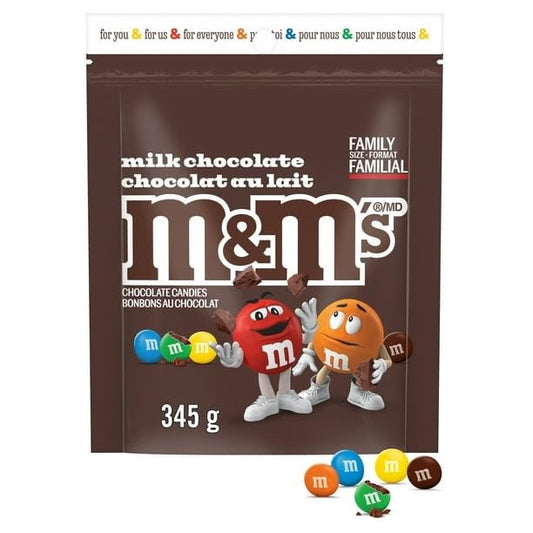 M&Ms, Milk Chocolate Candies, Family Size Bag, 345 g/12.2 oz (Includes Ice Pack) Shipped from Canada