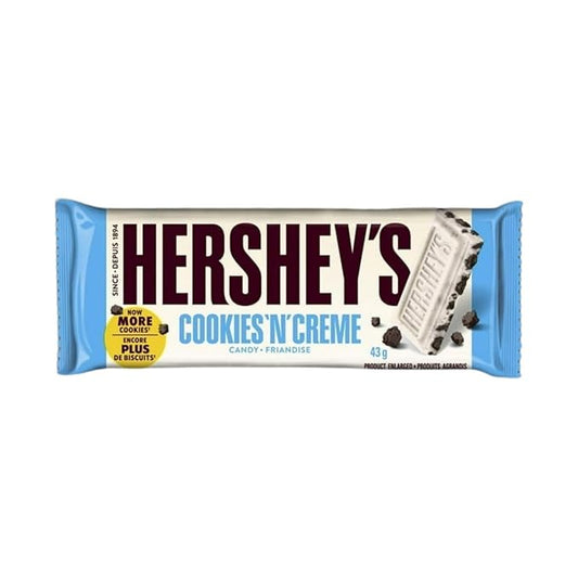 Hershey COOKIES 'N' CREME Full Size Candy Bar, 43 g/1.5 oz (Includes Ice Pack) Shipped from Canada