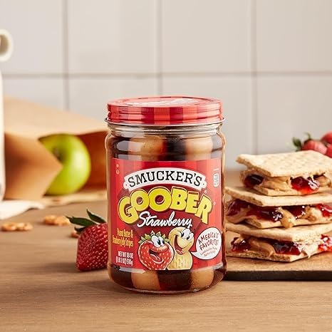 Smucker's Goober Peanut Butter & Strawberry Jelly with Pectin, Ultimate combo of Peanut Butter & Strawberry Spread, 510g/18 oz (Shipped from Canada)