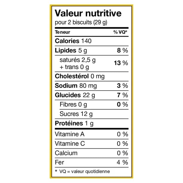 Celebration Leclerc Maple Leaf Creme Cookies Nutrition Facts French