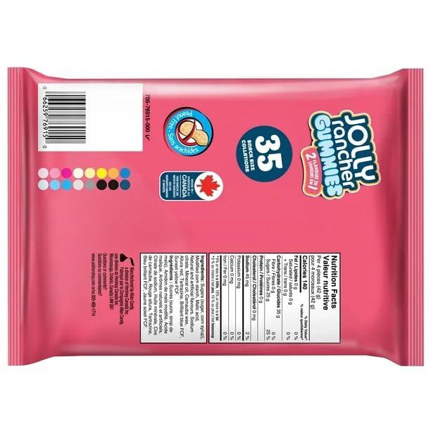 Jolly Ranchers 2-in-1 Gummies Snack Size, 35ct, 367 g/12.9oz (Shipped from Canada)