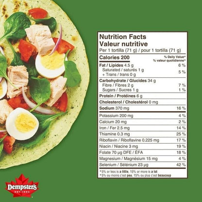 Dempster’s Spinach Large Tortillas, 426g/15 oz (Shipped from Canada)