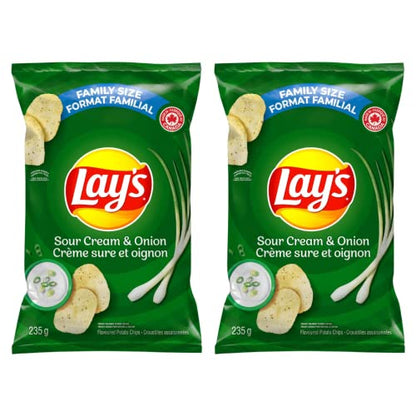 Lays Sour Cream & Onion Potato Chips Family Bag 235g/8.2oz (Shipped from Canada)