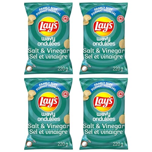 Lays Wavy Salt and Vinegar Potato Chips pack of 4