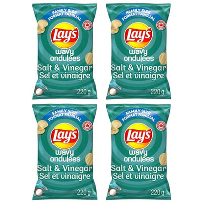 Lays Wavy Salt and Vinegar Potato Chips pack of 4