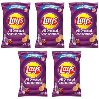 Lays All Dressed Potato Chips Family Bag pack of 5