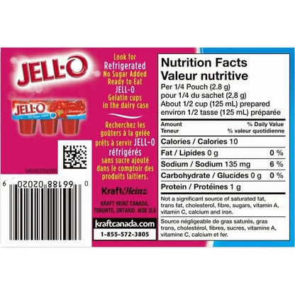 Jell-O Cherry Jelly Powder Light, Gelatin Mix, 11.2g/0.40oz (Shipped from Canada)